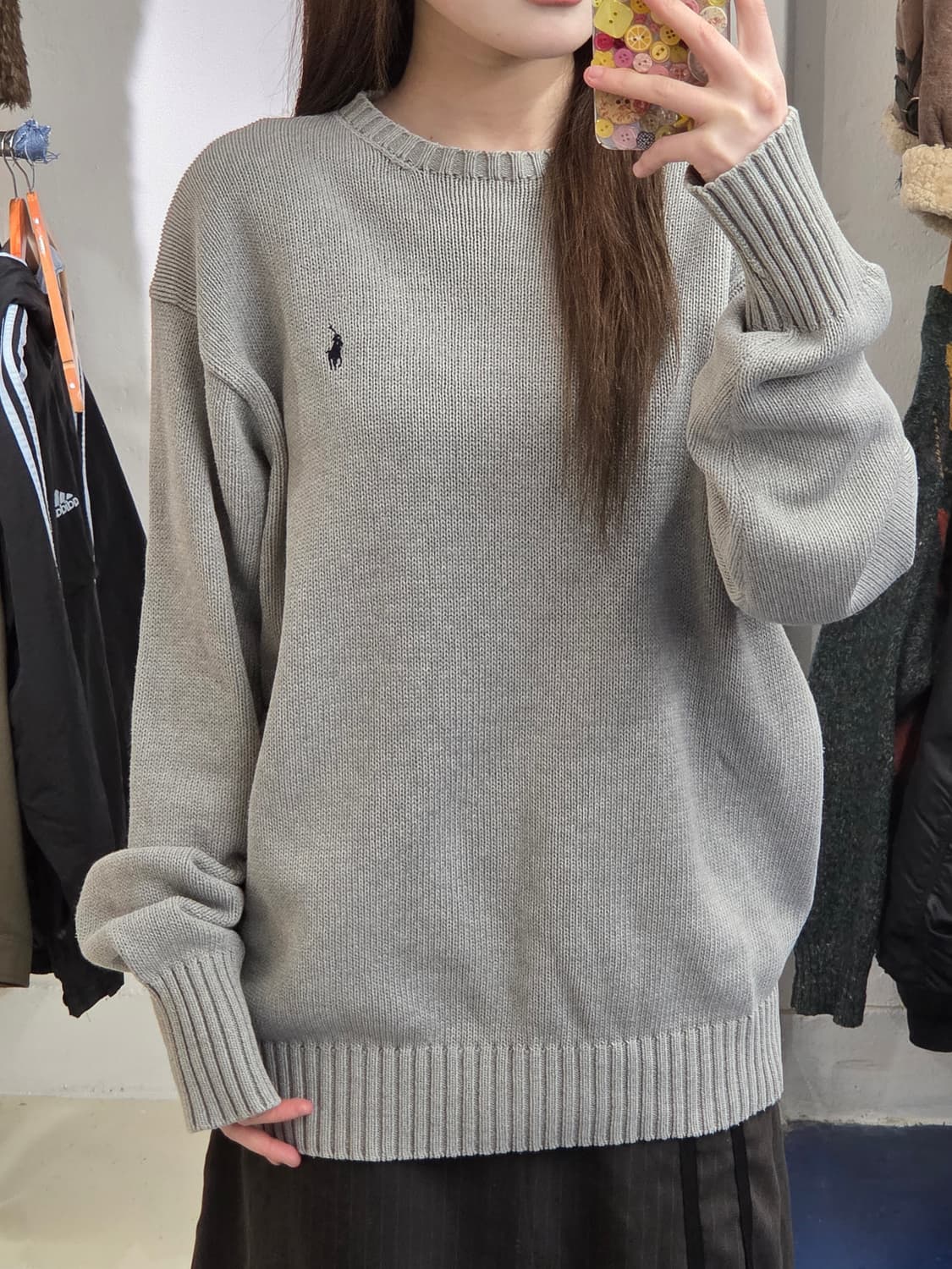 PRL 폴로 랄프로렌 그레이 코튼 니트 상품이미지1
