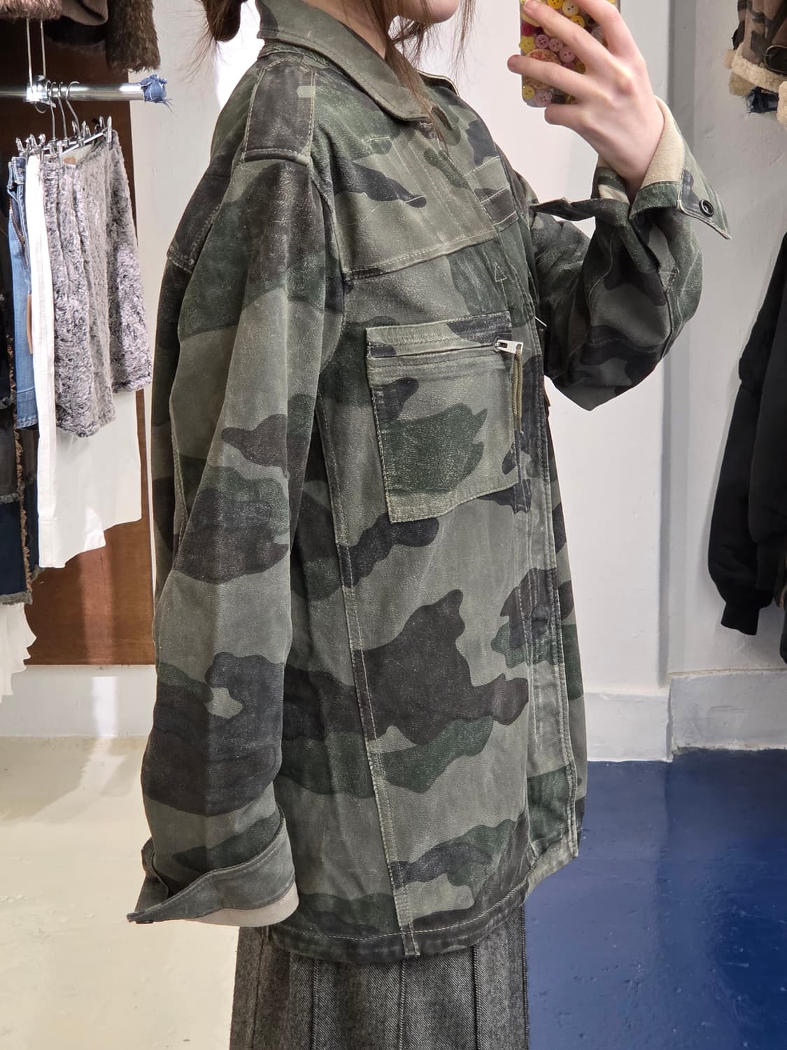 All saints 올세인츠 염소가죽 카모 레더자켓 상품이미지3