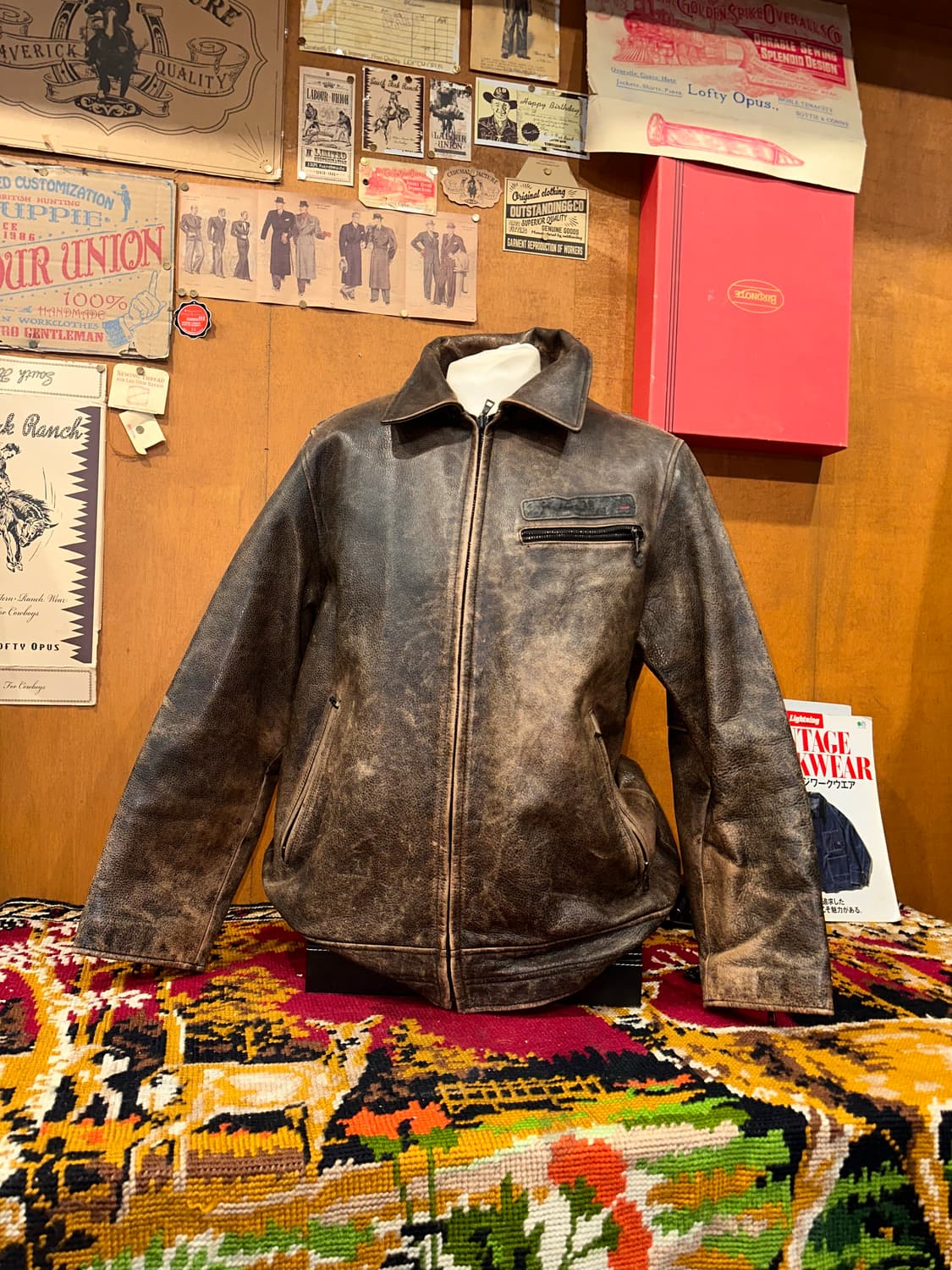 ( L ) 빈티지가죽 워크웨어 아메카지 스포츠가죽자켓 레더자켓 상품이미지1