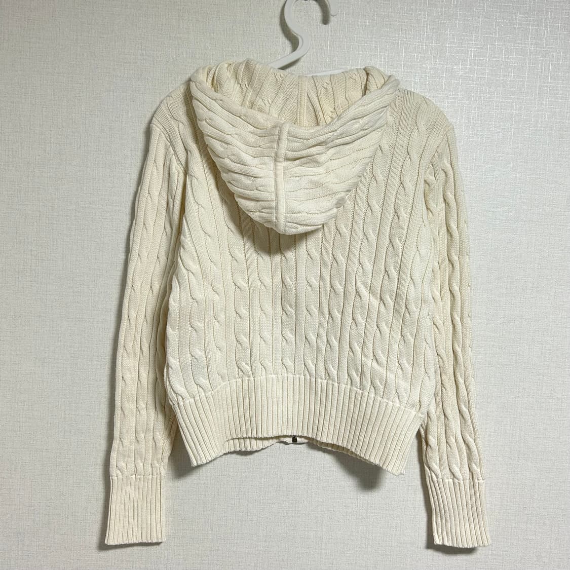 폴로 랄프로렌 꽈배기 니트 후드집업 아이보리 화이트 크림 상품이미지5