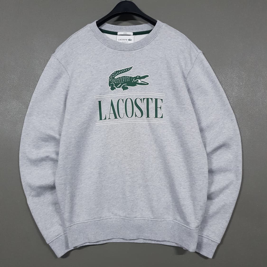 라코스테 신형 23FW 빅로고 포인트 크록 맨투맨 스웻셔츠 그레이 90 상품이미지1