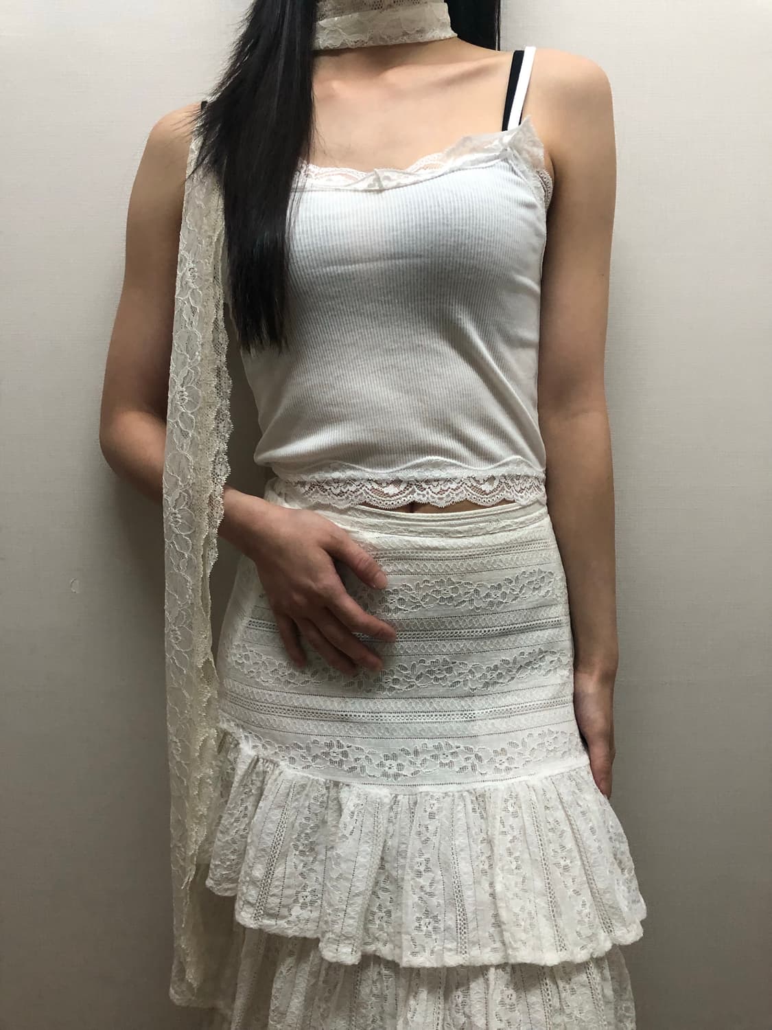 빈티지 화이트 레이스 슬리브리스 상품이미지2