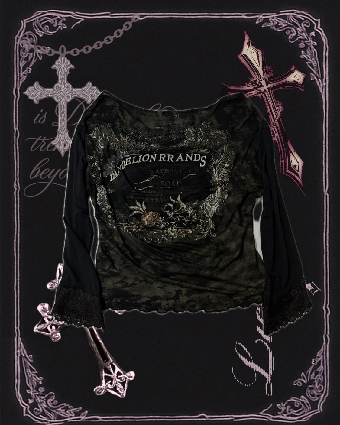 Y2K Punk lace off-shoulder blouse 상품이미지6