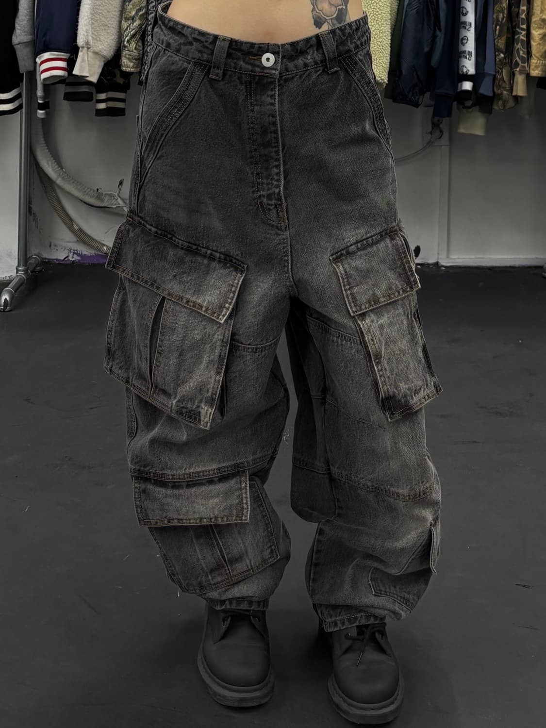 그런지 멀티포켓 데님 카고팬츠 상품이미지1