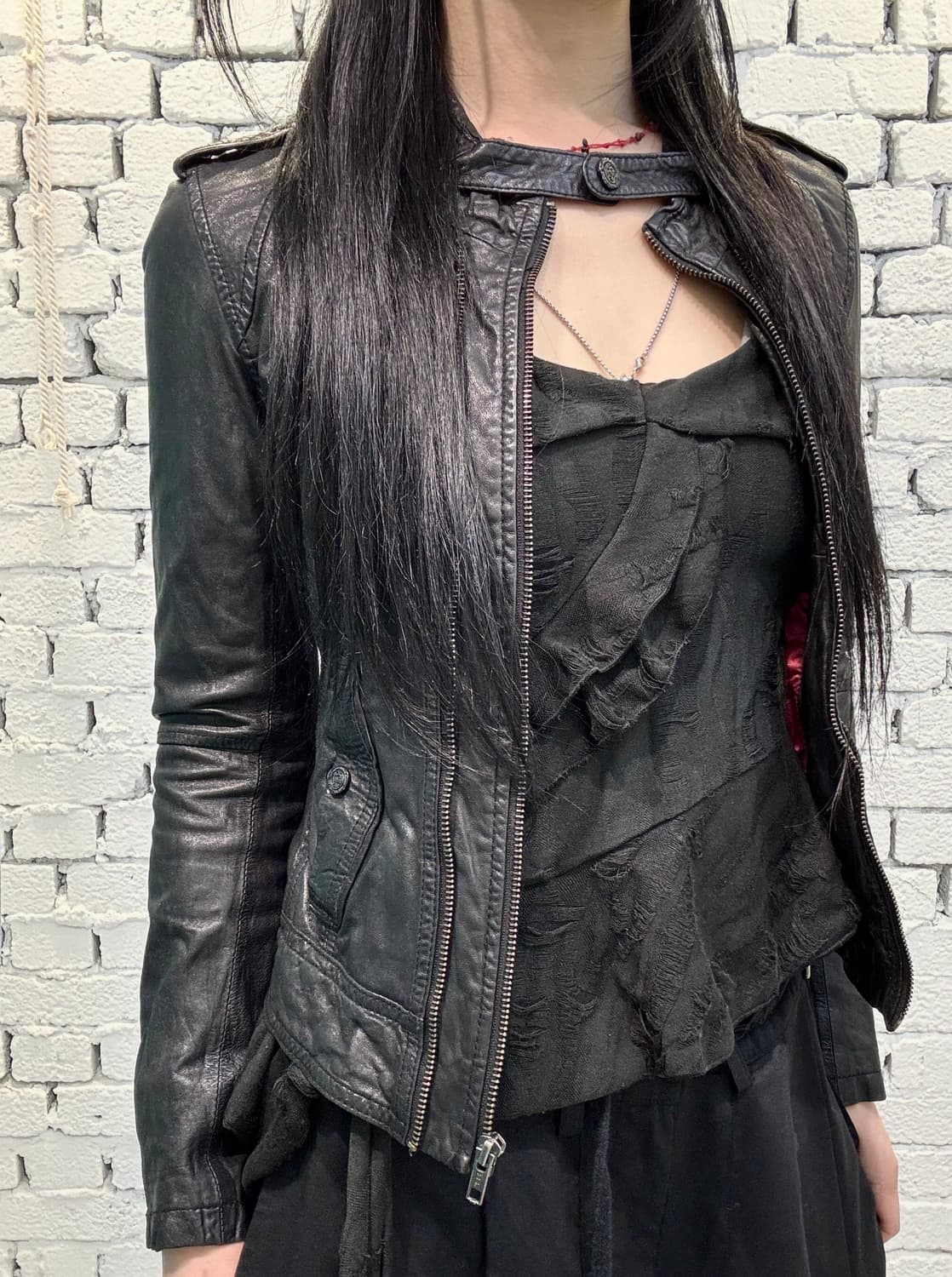 Multi Zip Neck Buckle Lambskin Jacket 상품이미지2