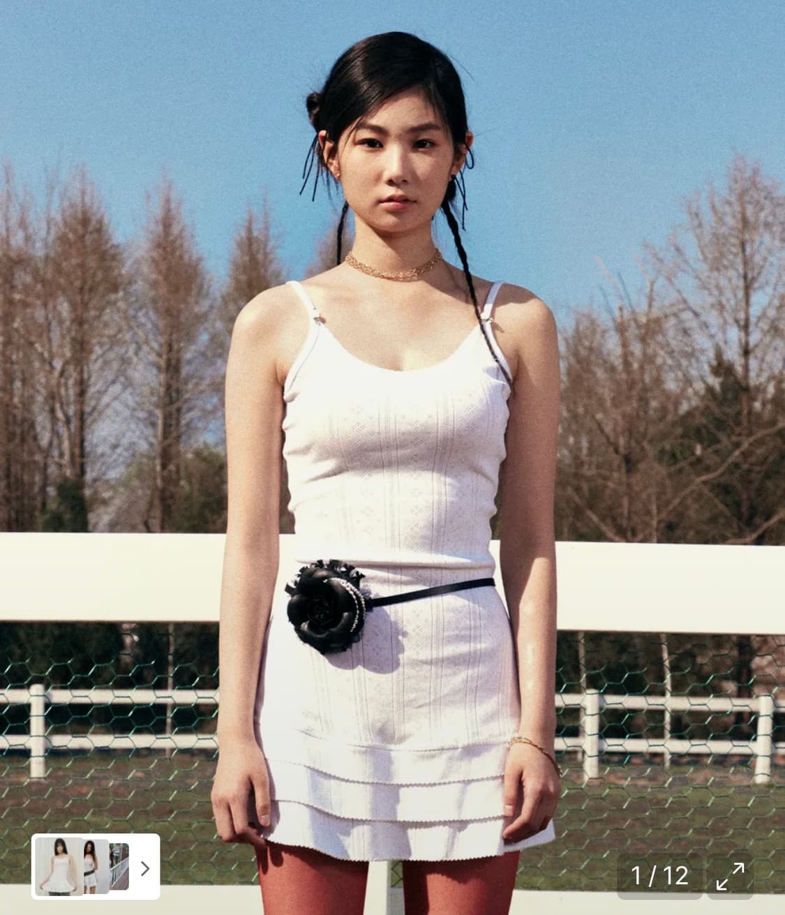 유희 아일렛 프릴 원피스 화이트 EYELET FRILL DRESS 상품이미지1