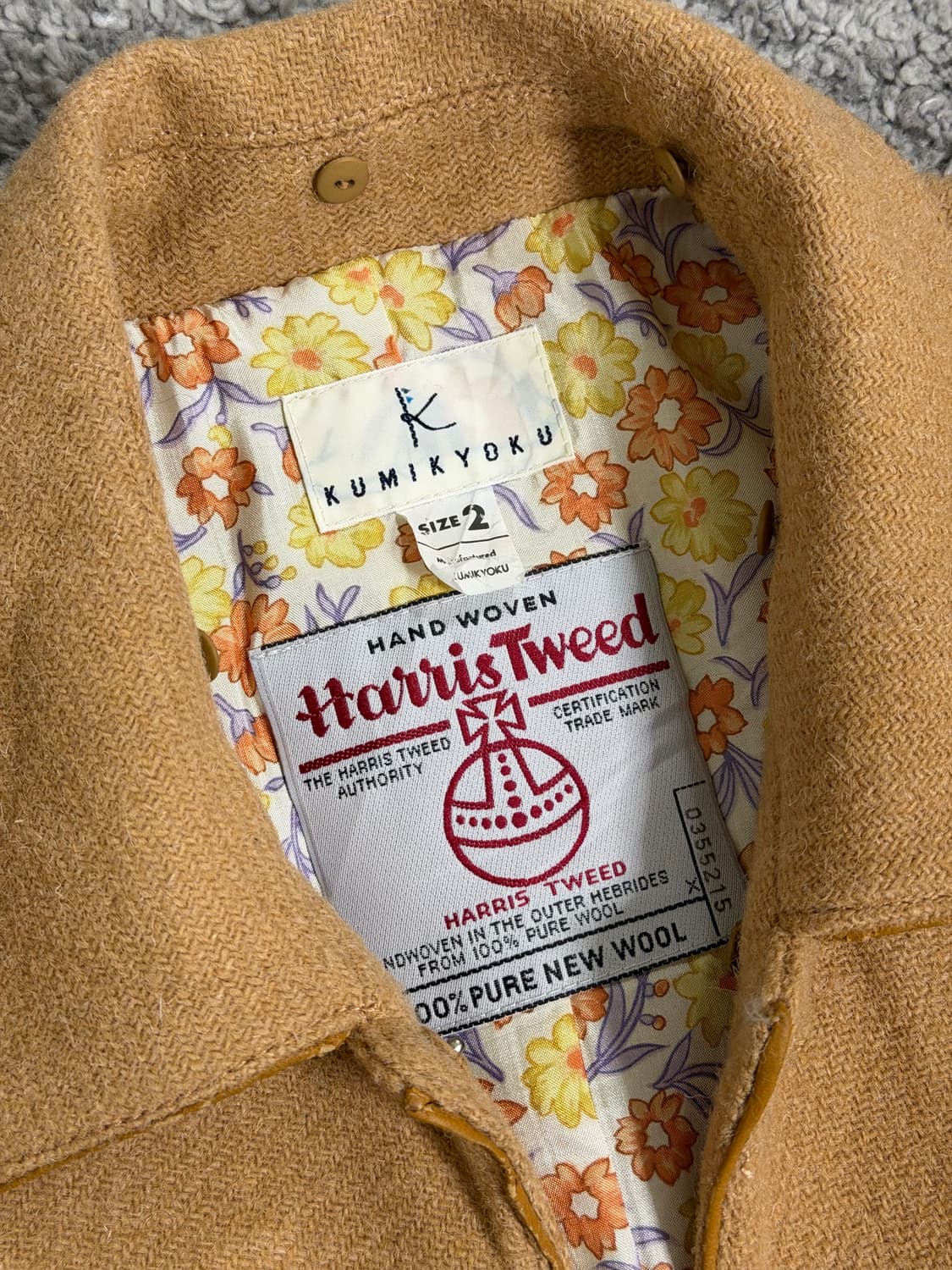 쿠미쿄쿠 해리스트위드 스냅버튼 울 자켓 상품이미지5