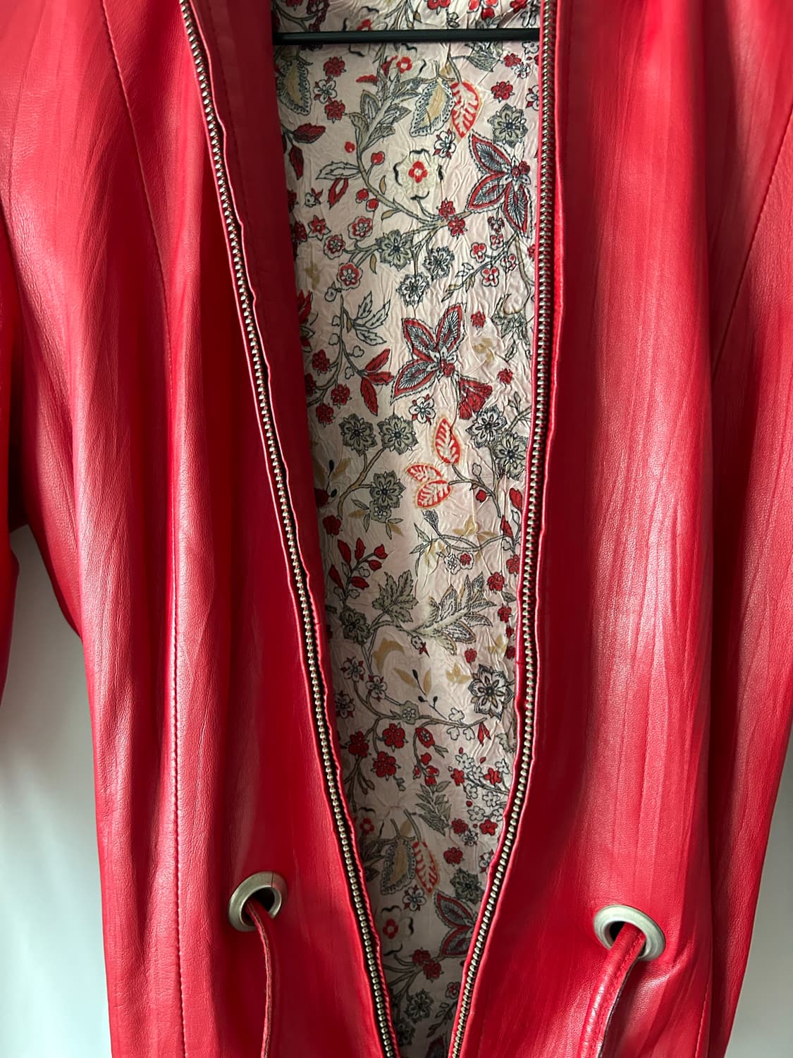 레드 리얼 레더 후드 자켓 상품이미지8