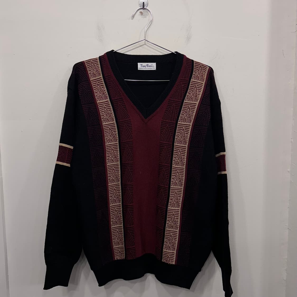 트로이 브로스 재팬 빈티지 패턴 브이넥 니트 상품이미지2
