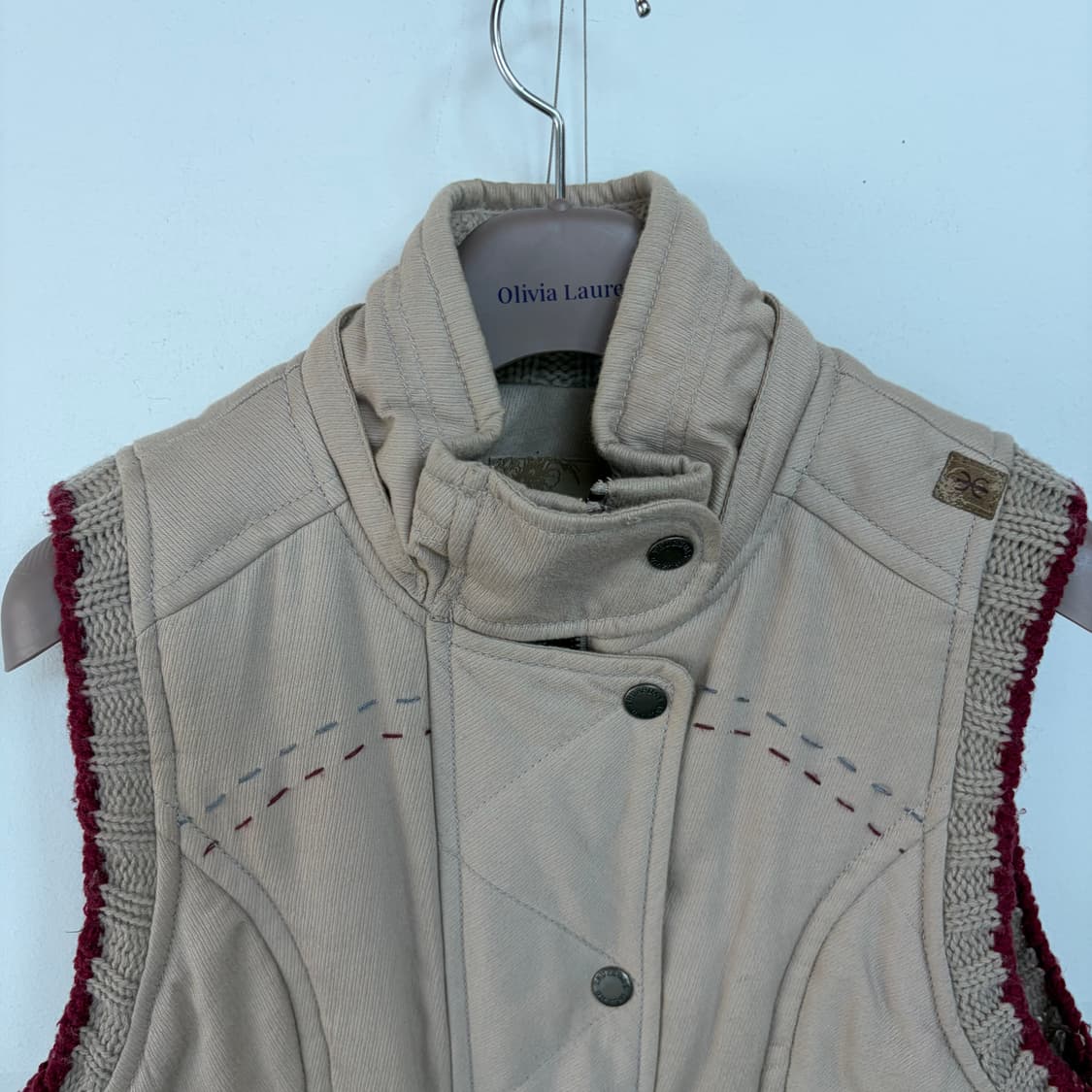 써스데이 아일랜드 니트 배색 퀼팅 조끼 상품이미지2