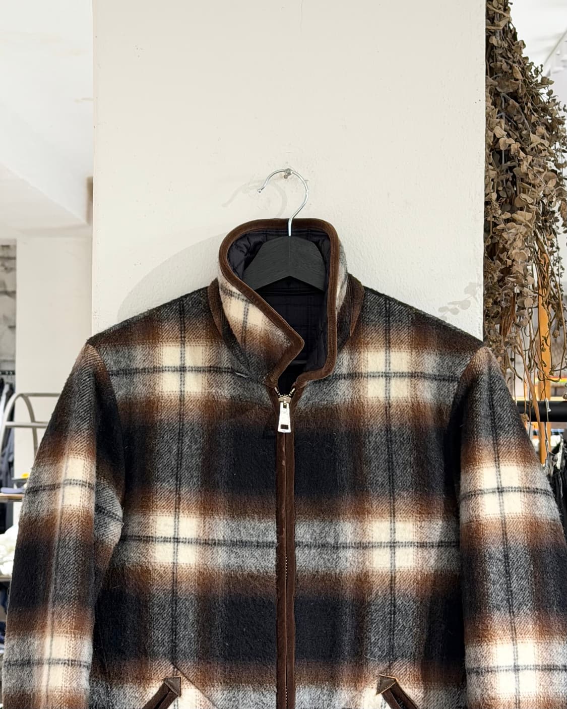 넘버나인 브라운 체크 리버서블 자켓 상품이미지5