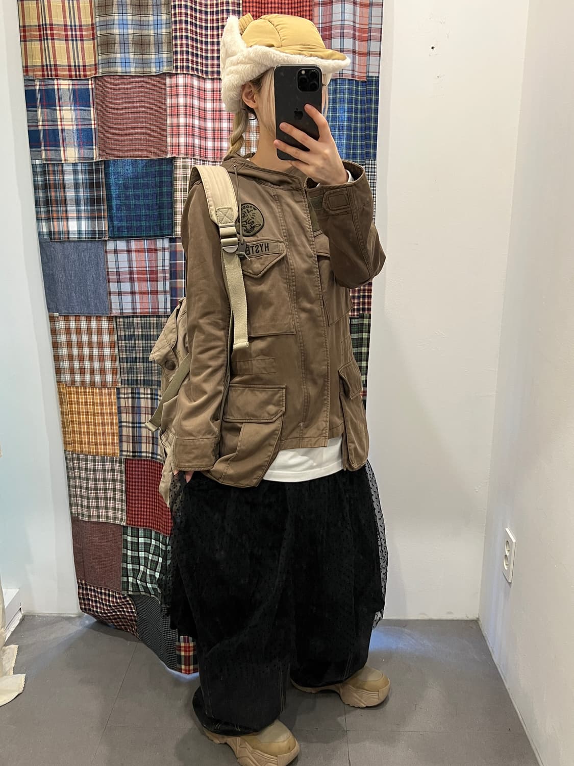 히스테릭 글래머 카키 퀄팅 후드 야상 상품이미지5