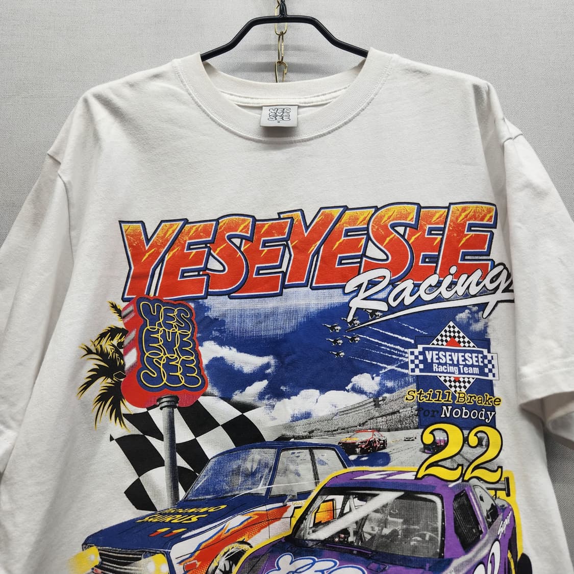 예스아이씨 빈티지 레이싱 프린팅 반팔티 M(L) 남여공용 상품이미지2