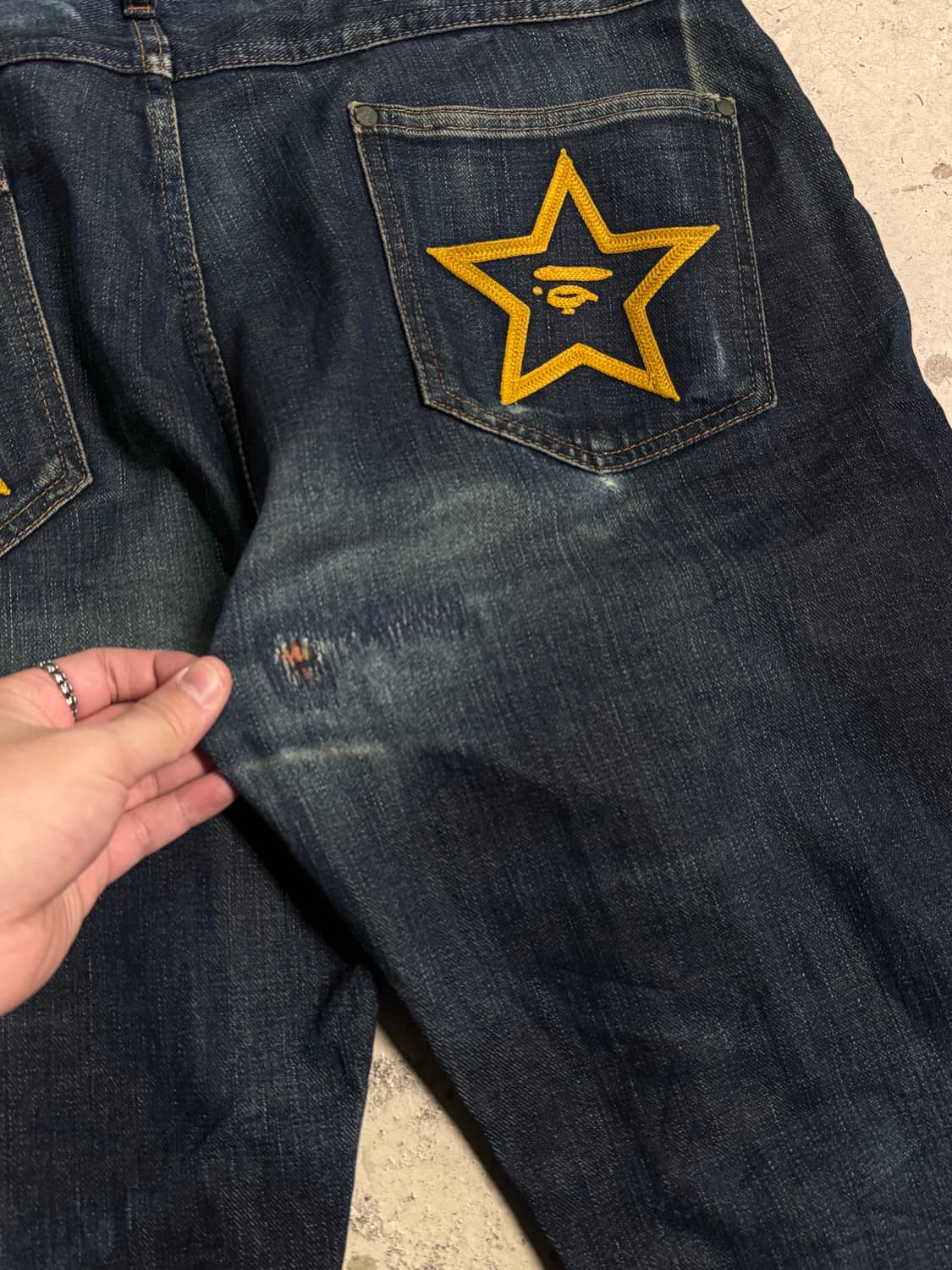 00s 베이프 스타 커스텀 워시드 데님팬츠  상품이미지5