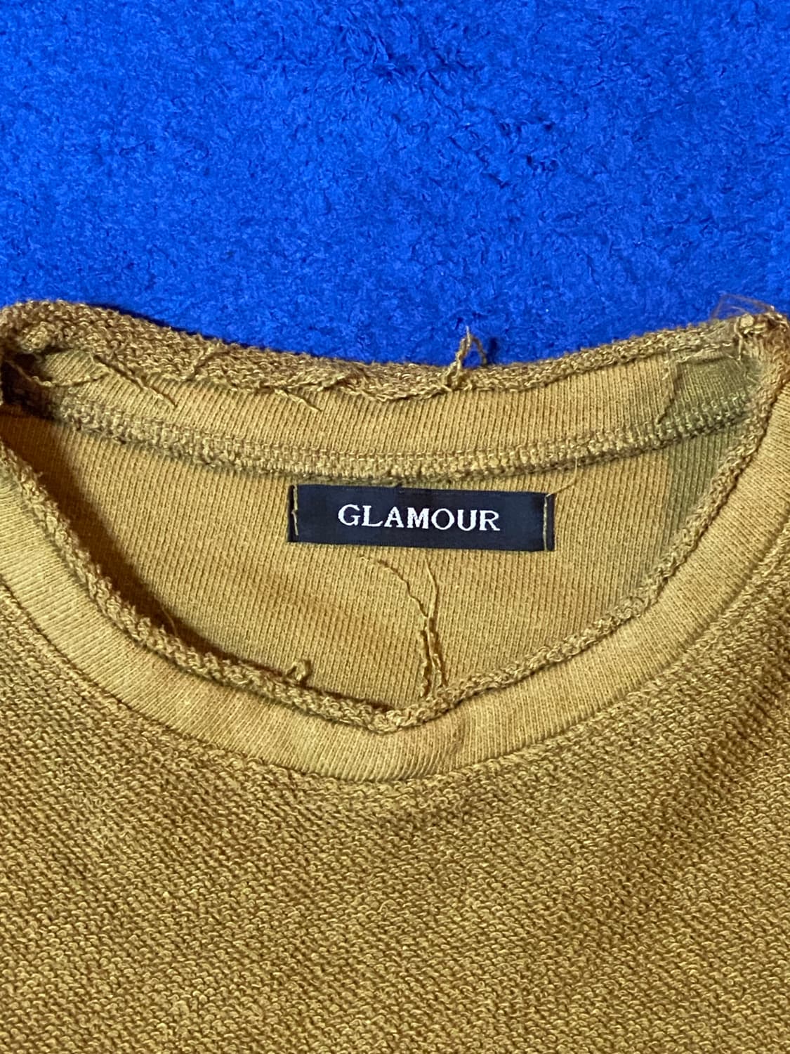 Glamour 글래머 루즈핏 그런지 스타일 니트 머스타드 그린 상품이미지3