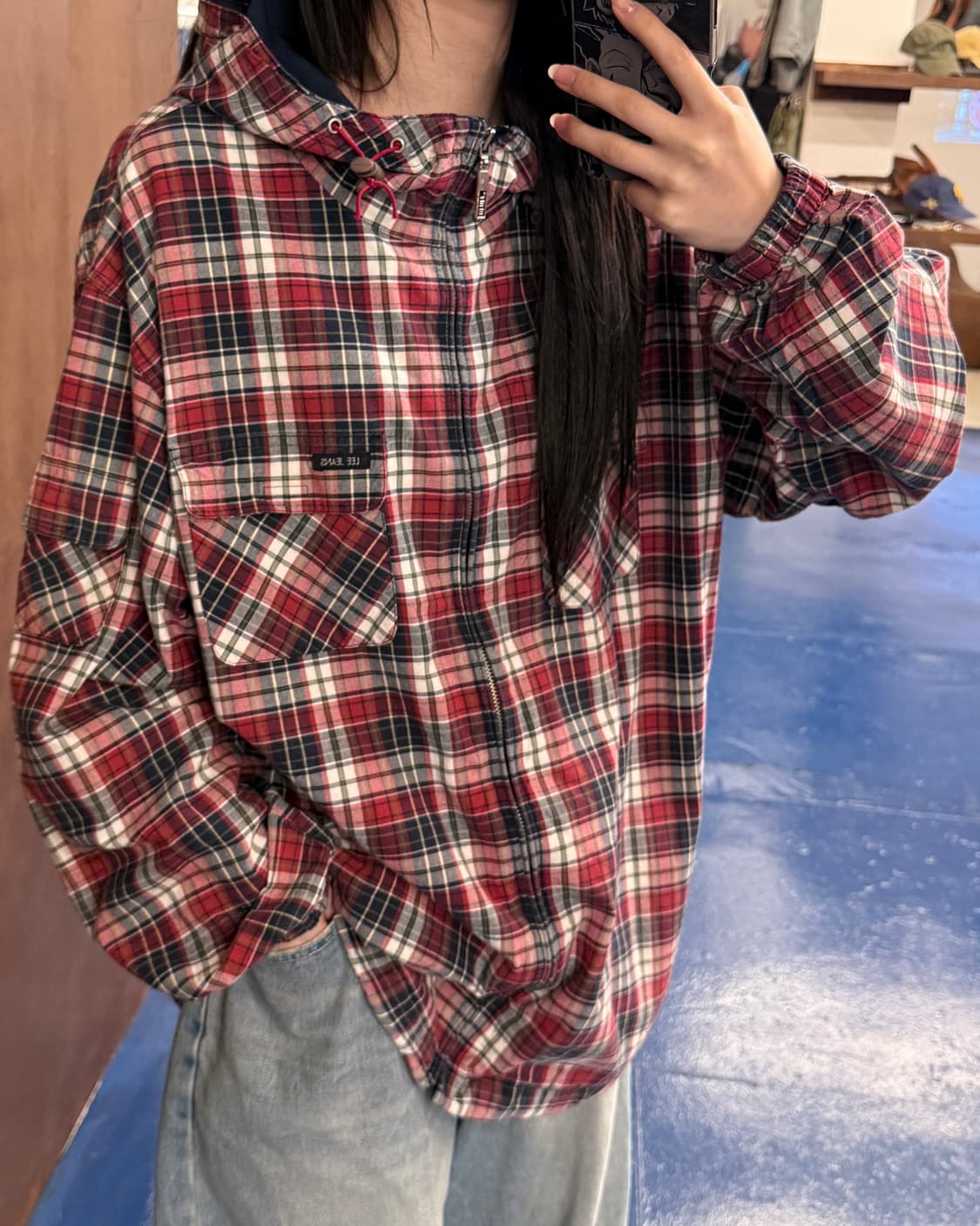 1990s Lee 리 쌍바울 체크 후드자켓 상품이미지2