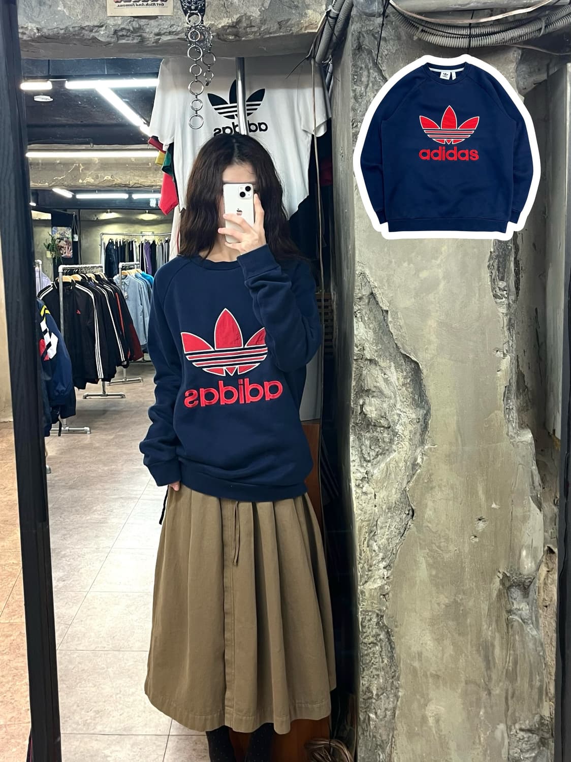 아디다스 기모 맨투맨 네이비 XL #csz2572  상품이미지1