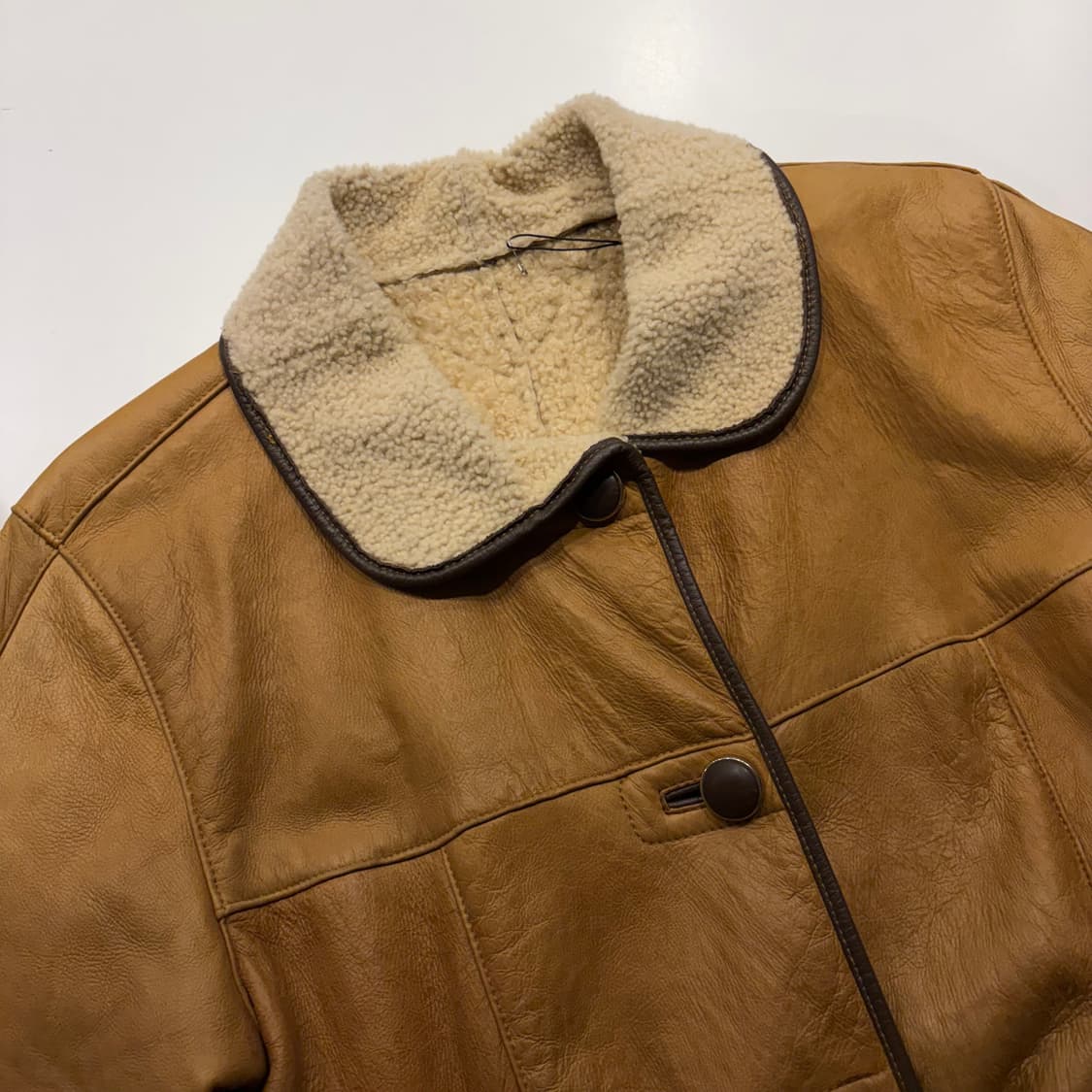 [L] ARIES SLINK SKIN 양가죽 레더 자켓 브라운 D97 상품이미지3