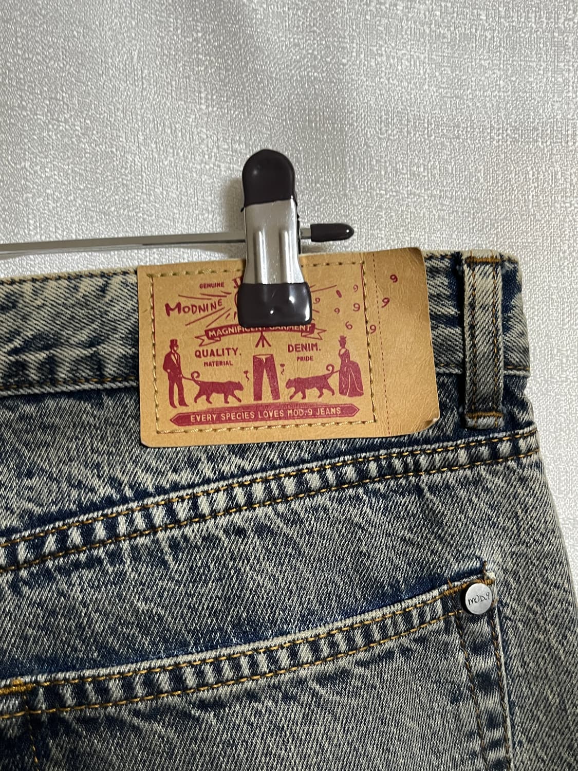 모드나인 더티워싱 세미와이드 데님 팬츠 33 상품이미지7