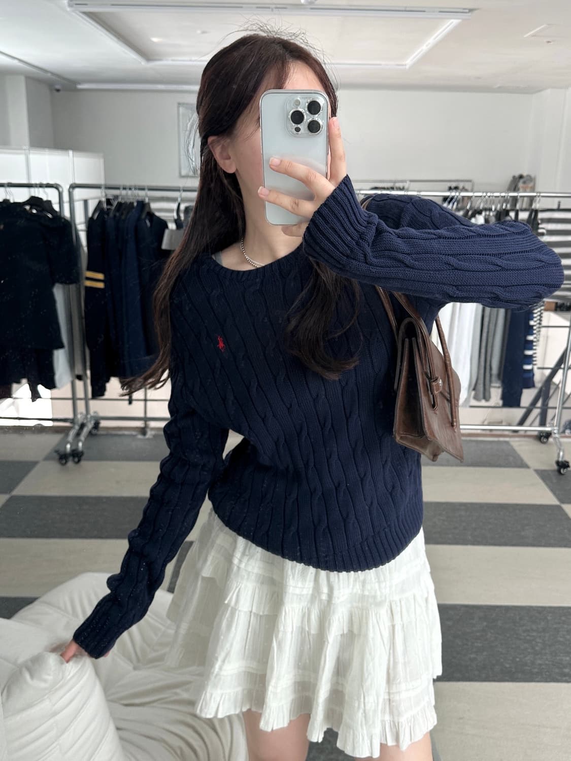 폴로 랄프로렌 네이비 피마코튼 케이블 니트 상품이미지2