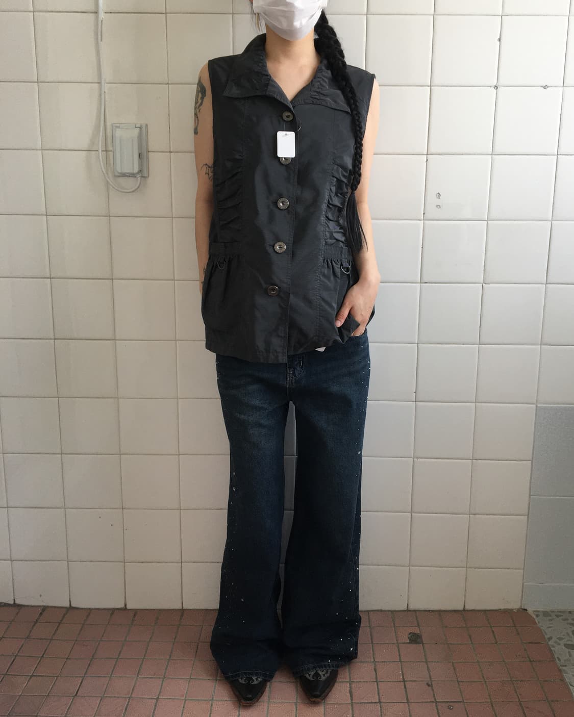 Cubic point wide denim pants 상품이미지8