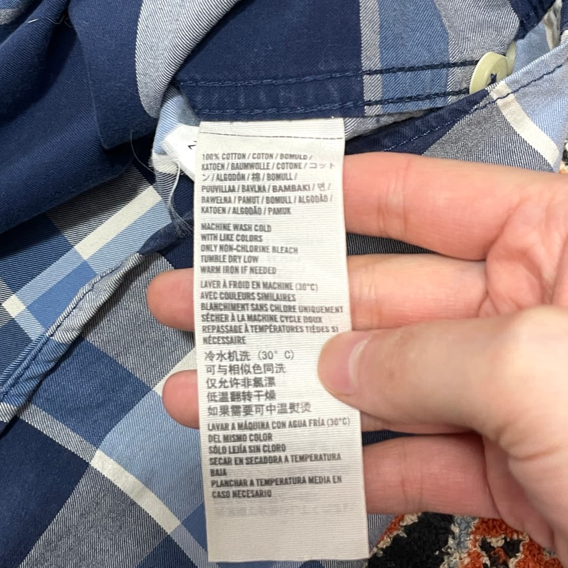 아베크롬비 블루 체크 포켓 반팔셔츠 남성M 상품이미지5