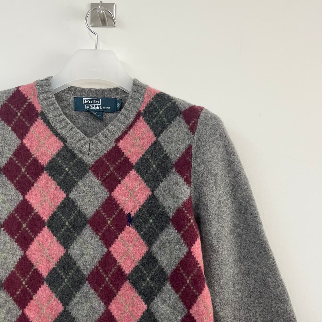 폴로 랄프로렌 아가일 패턴 브이넥 울 니트 상품이미지4
