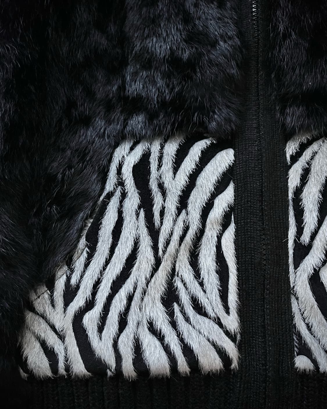 Rabbit Fur & Calf hair Knit Trim Zip-up 상품이미지7