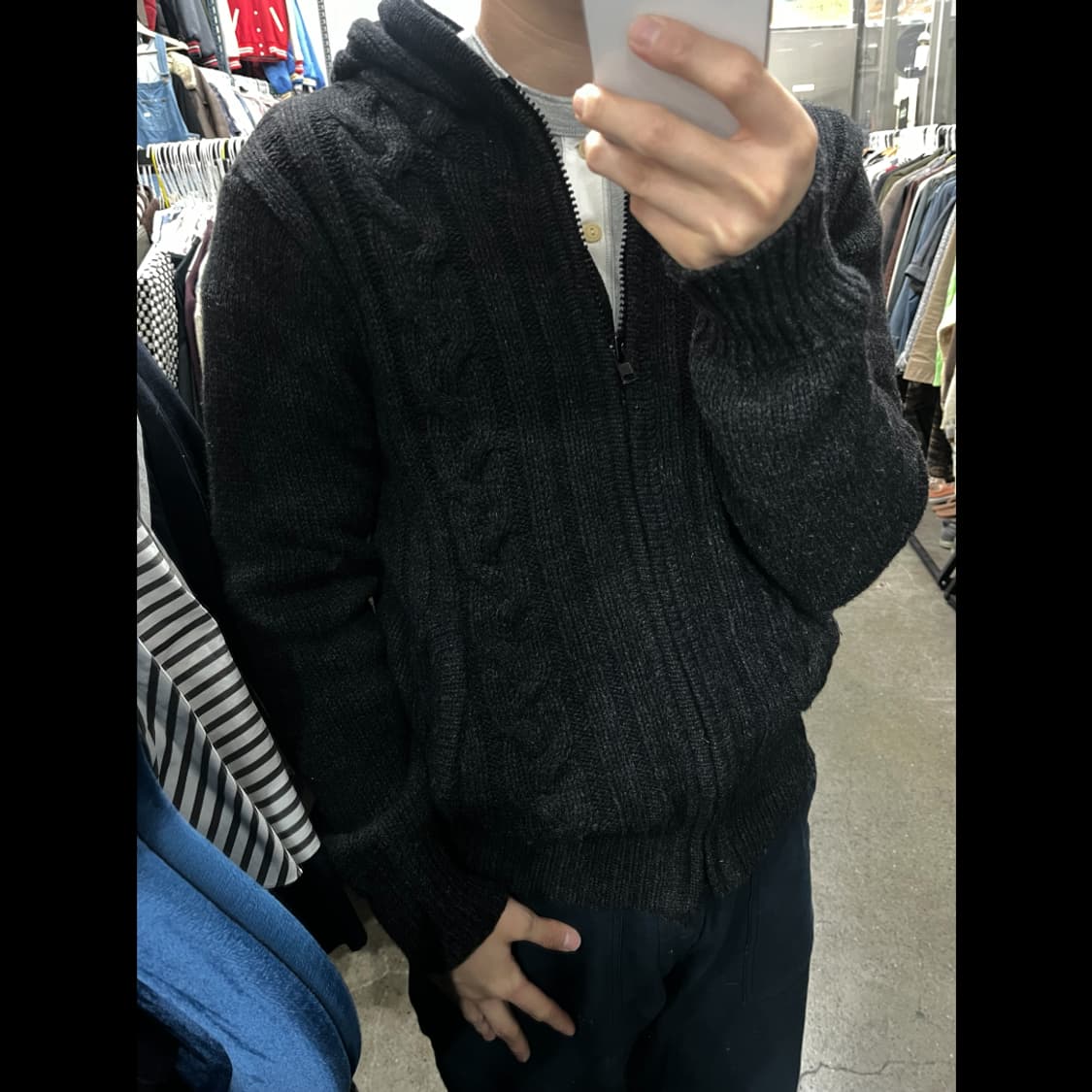 DRESS 케이블 울 니트 후드집업  상품이미지4