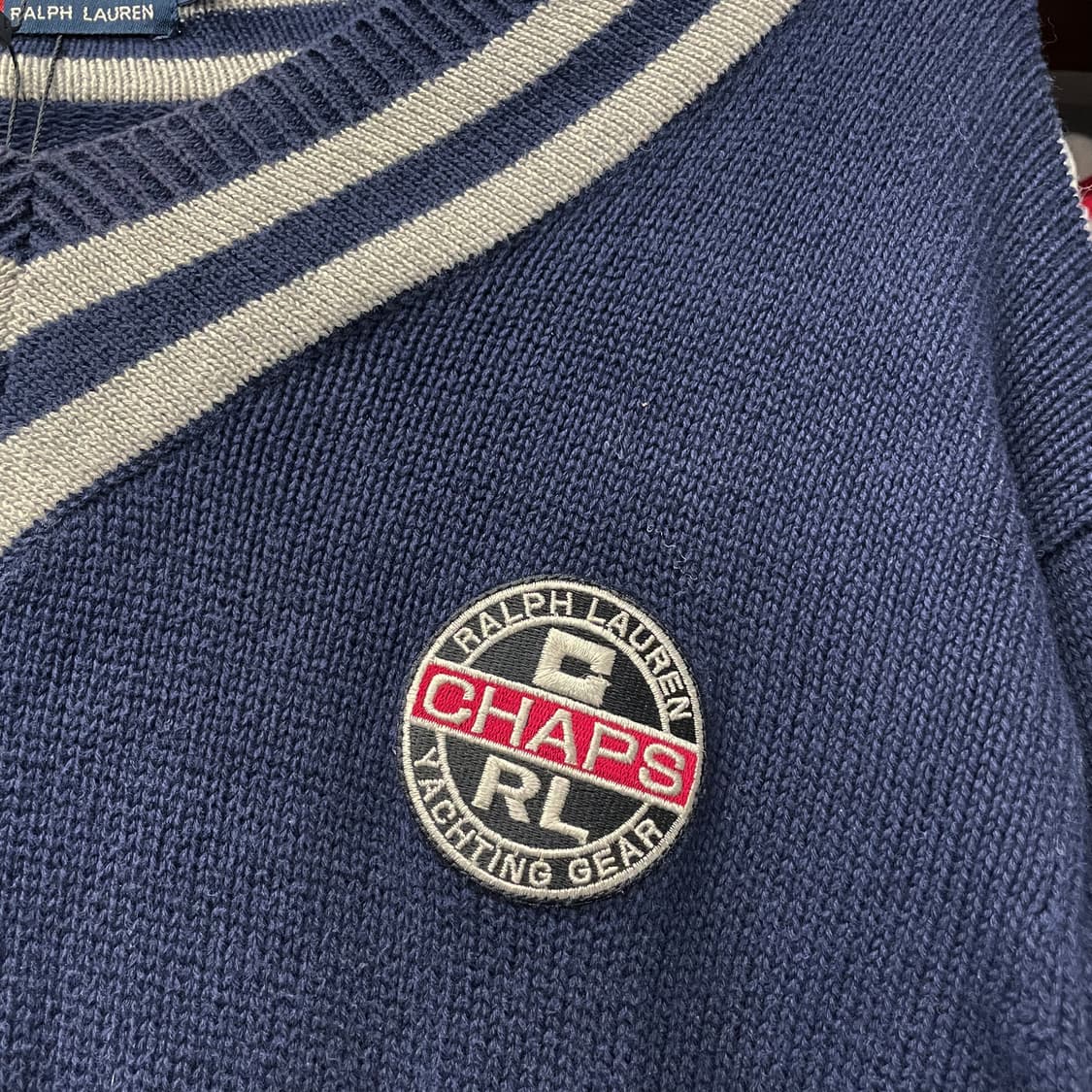 90s 챕스 랄프로렌 브이넥 RL패치 니트 스웨터 N27 상품이미지5
