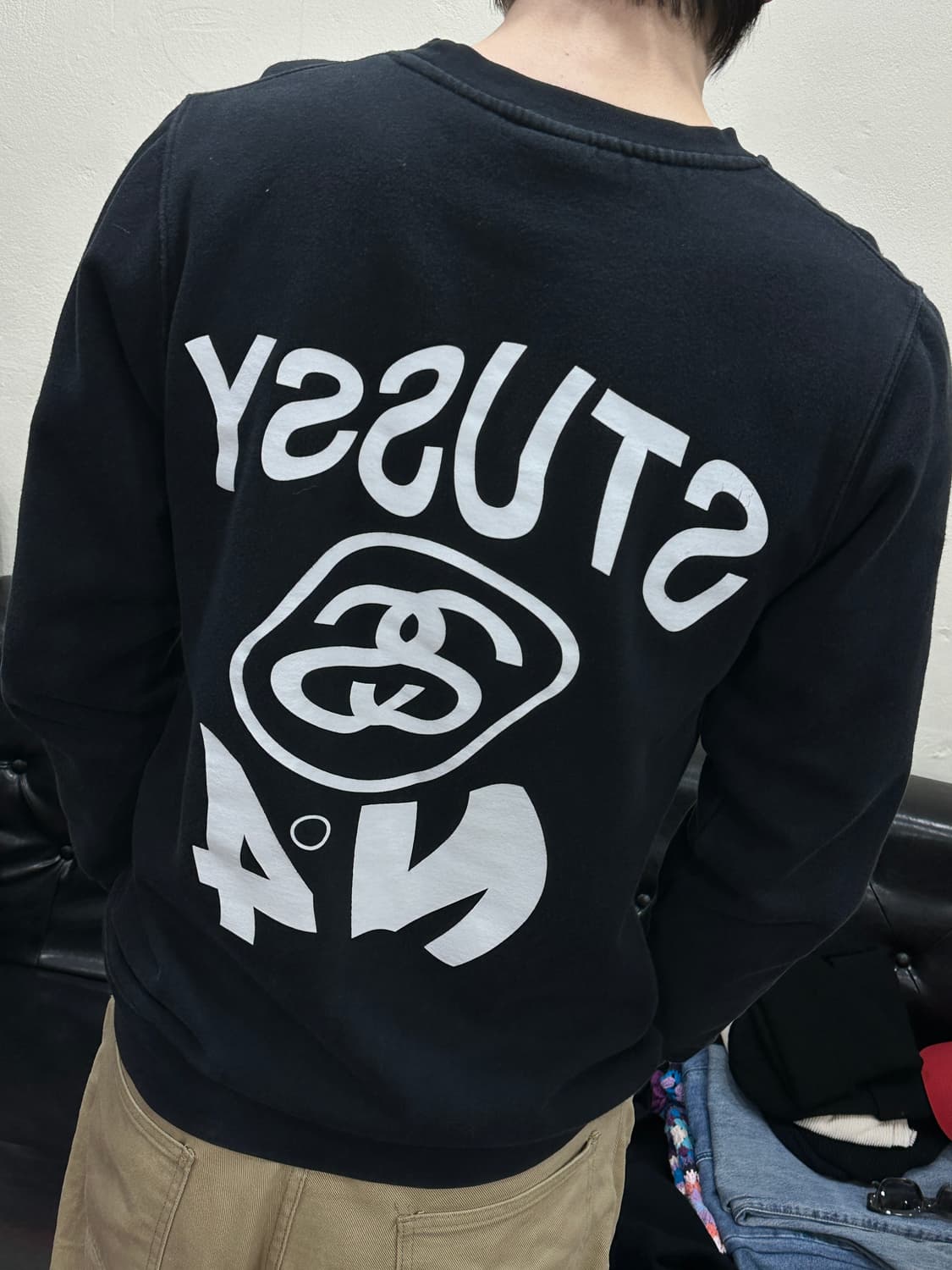 스투시 맨투맨 블랙 L 상품이미지4