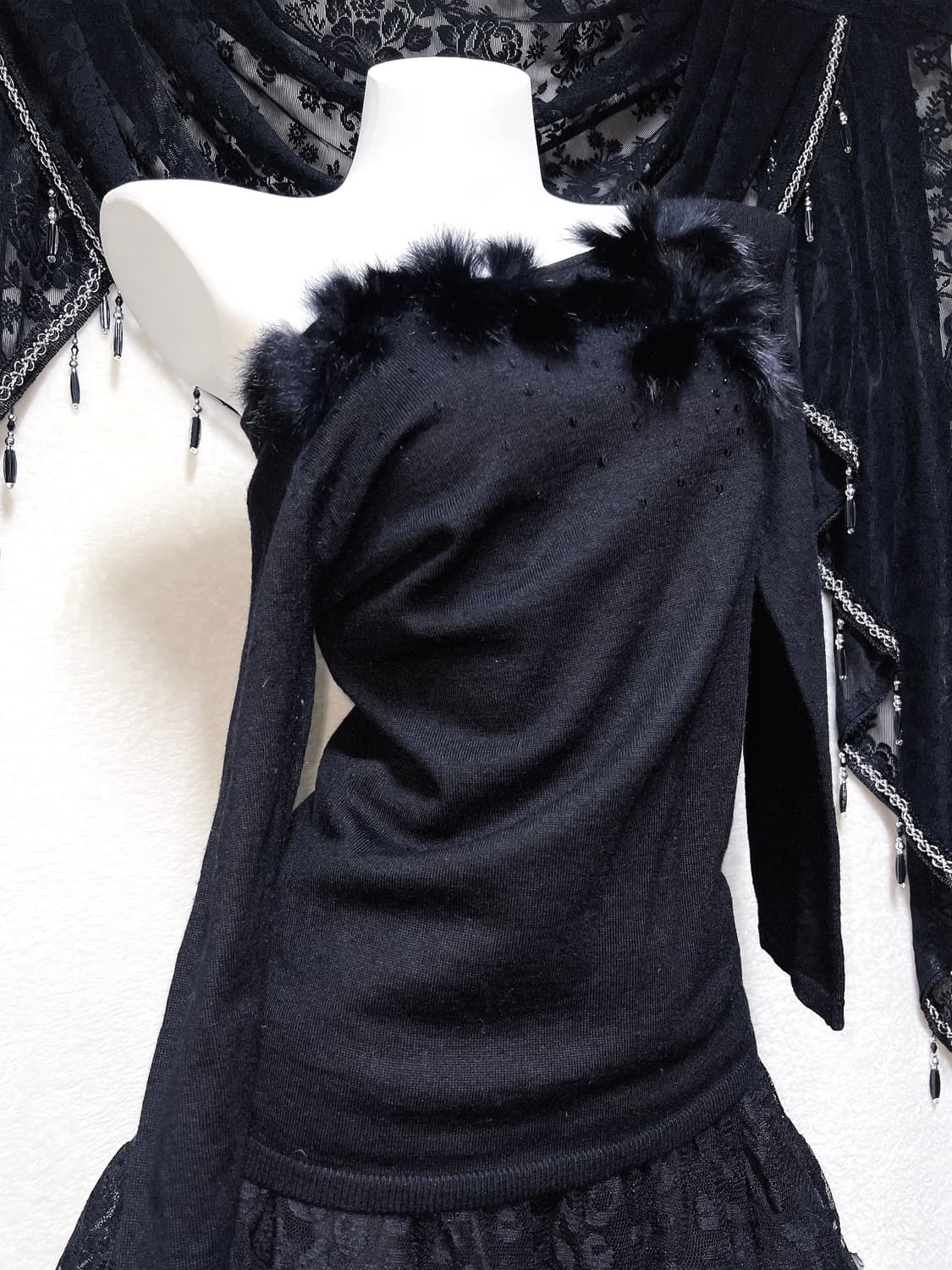 로맨틱고딕 고스펑크 갸루 로걀 래빗퍼트리밍 니트 오리엔탈 핀터 다크페어리 상품이미지1