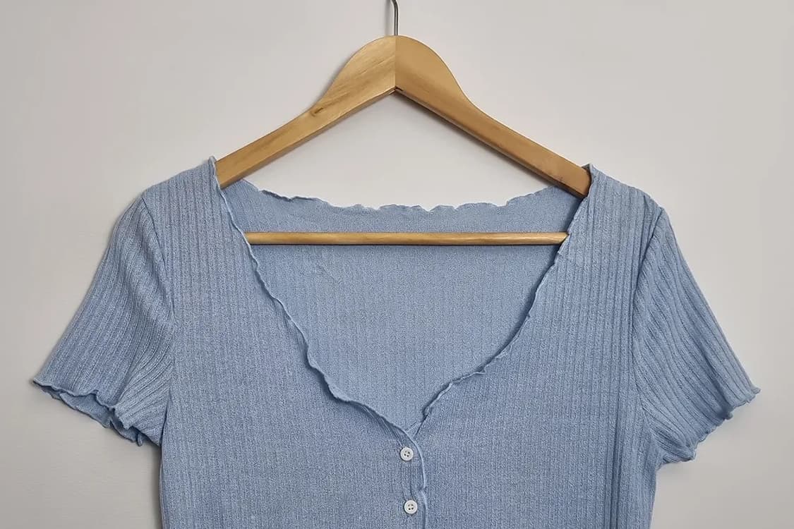 쉬인 라이트 블루  크롭 반팔 티  상품이미지3