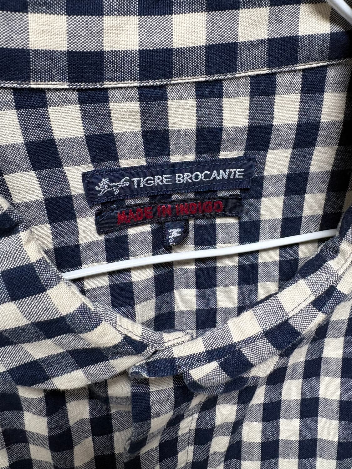 tigre brocante 티그루 브로칸테 인디고 깅엄체크 셔츠 M 상품이미지2