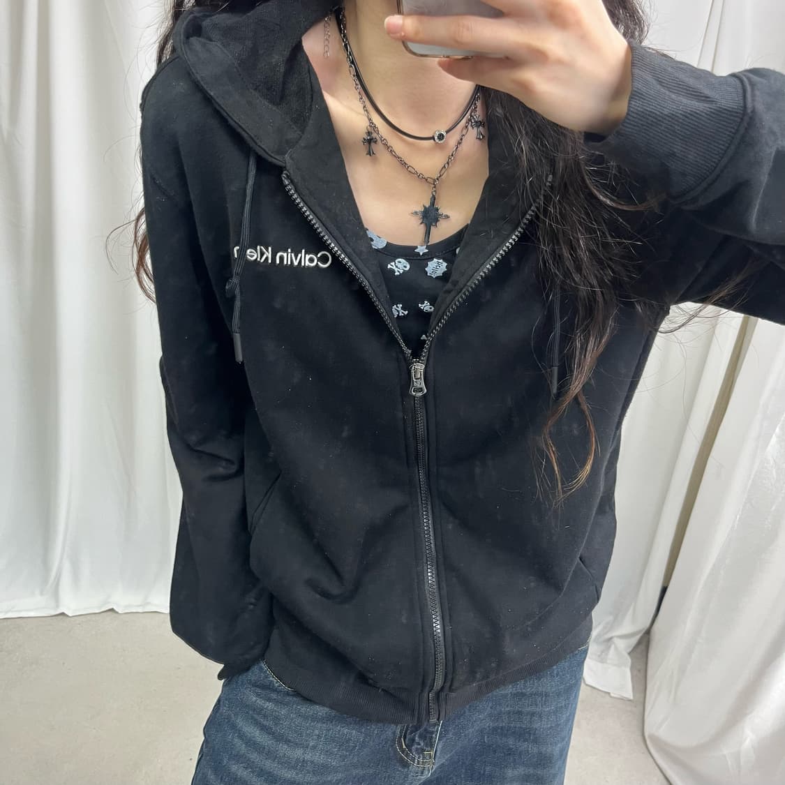 Calvin Klein black hood zip-up 상품이미지3