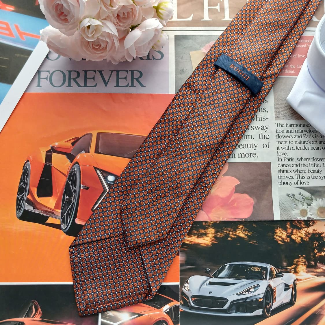 보기 실크 오렌지 자카드 넥타이 9.6cm A+등급 A18665
 상품이미지3