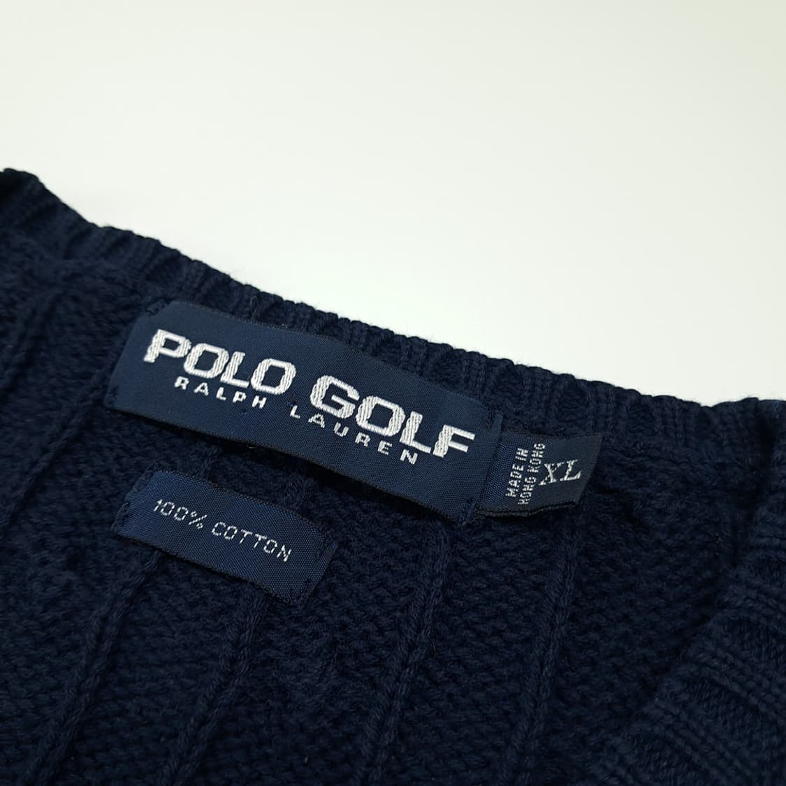 CL579 XL 폴로 90s 홍콩판 엠블럼 케이블 네이비 조끼 니트 상품이미지3