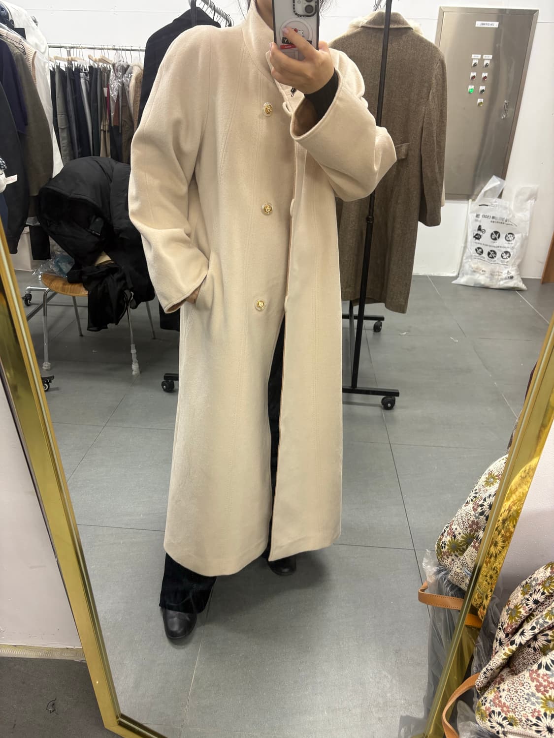 앙고라 혼방 빈티지 롱코트 상품이미지3