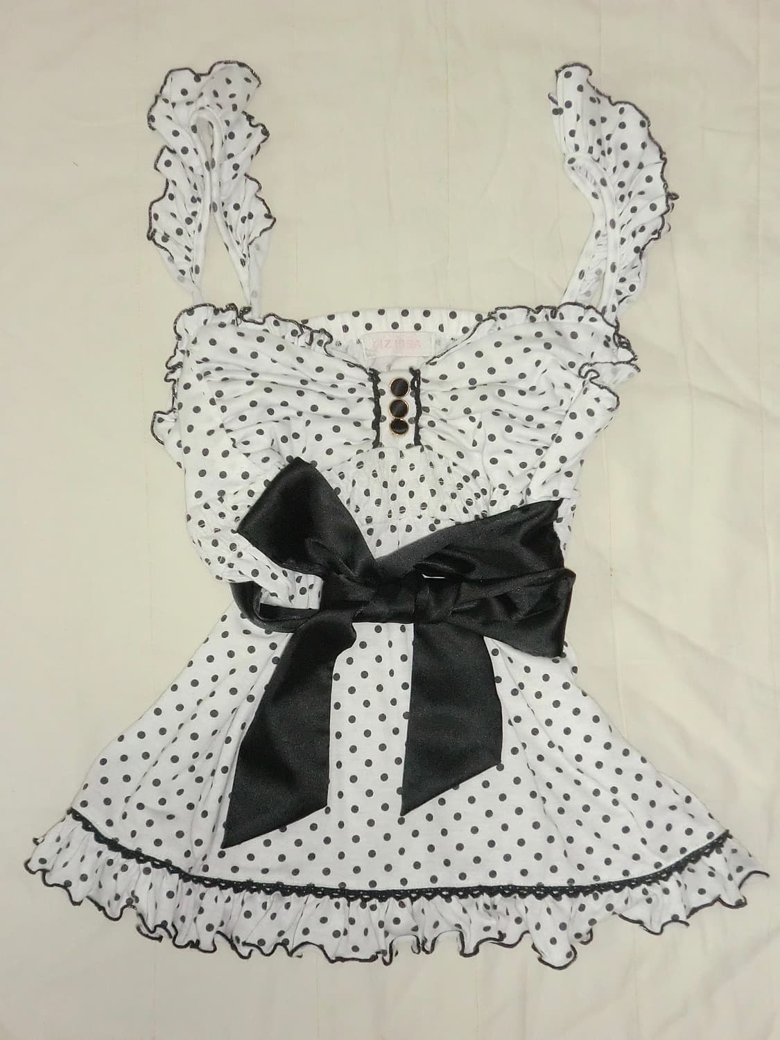 리즈리사 도트 리본 나시 슬리브리스 로걀탑 히메갸루 상품이미지1