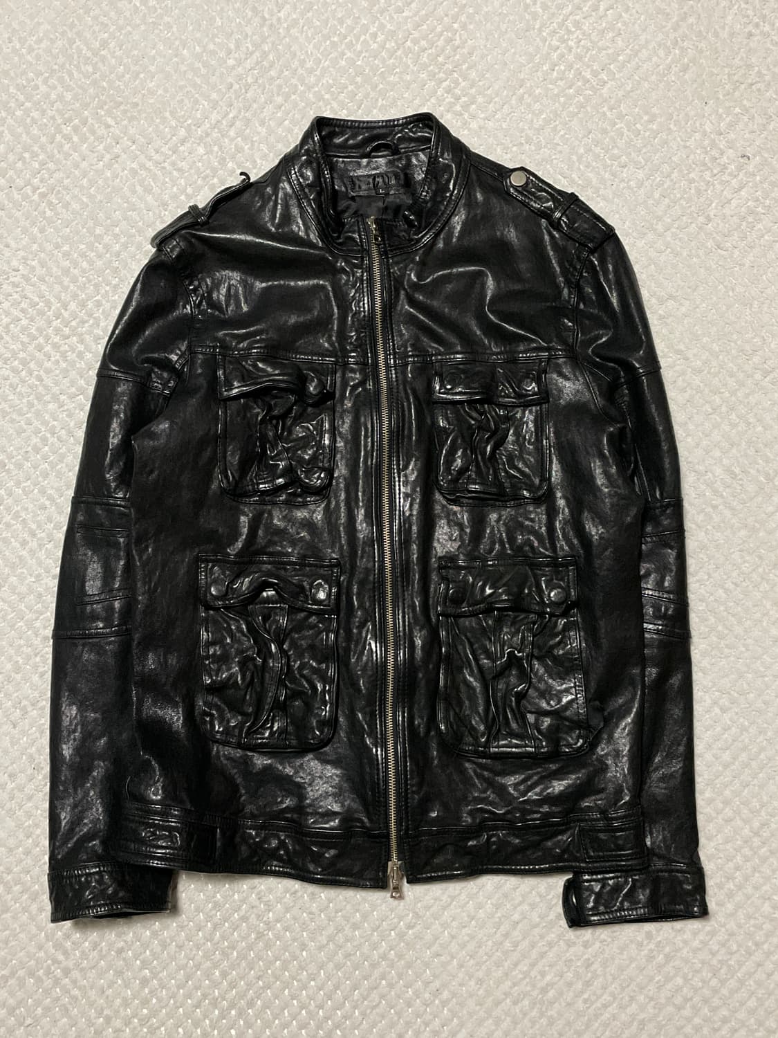 웨스턴 무드 램스킨 양가죽 2WAY 포켓 레더 자켓 상품이미지1