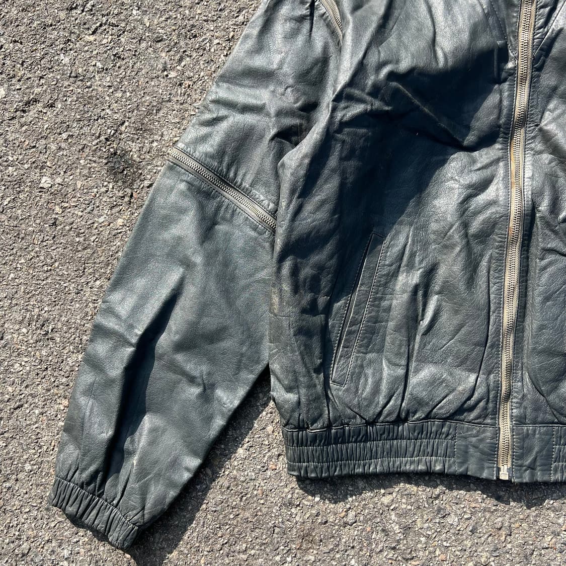 90’s 디테쳐블 카우 레더 자켓 상품이미지5