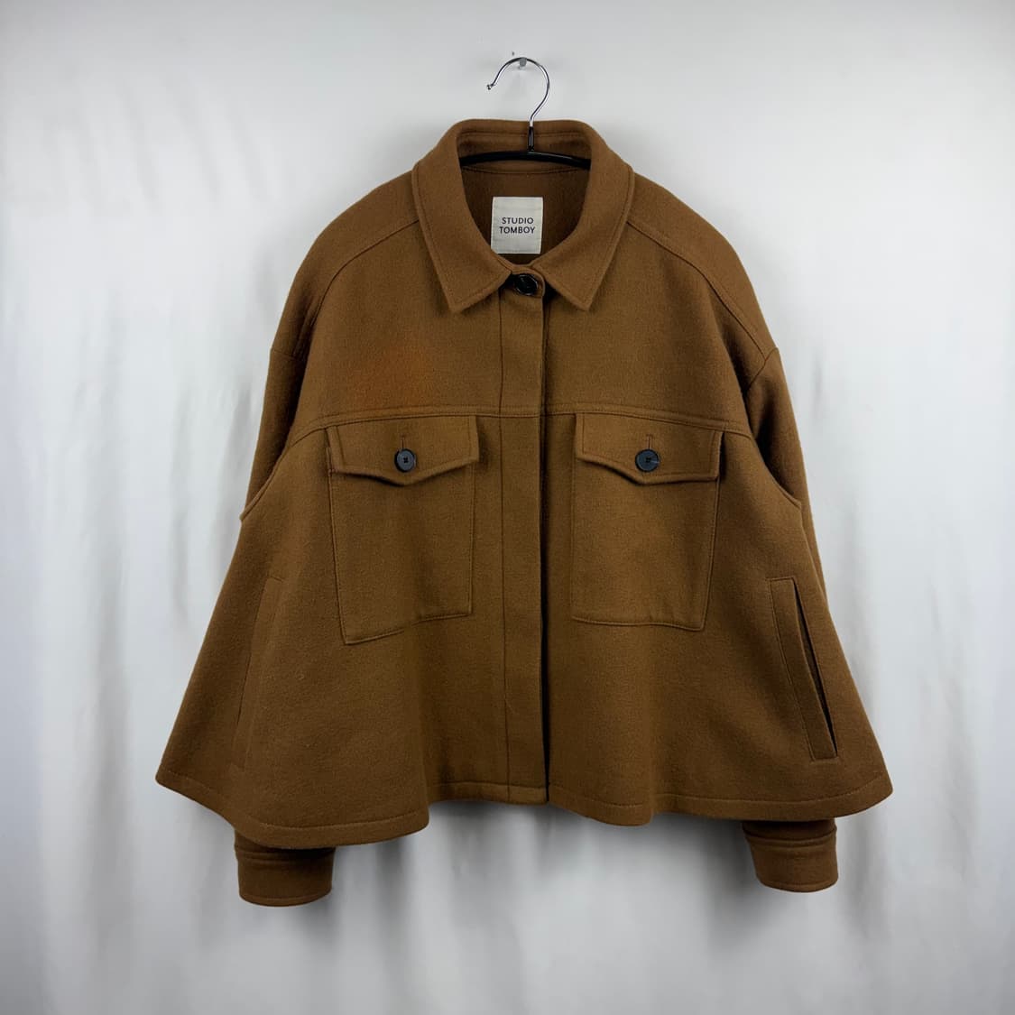 (F) 스튜디오톰보이 A라인 플레어 하프 울 자켓 브라운 상품이미지2