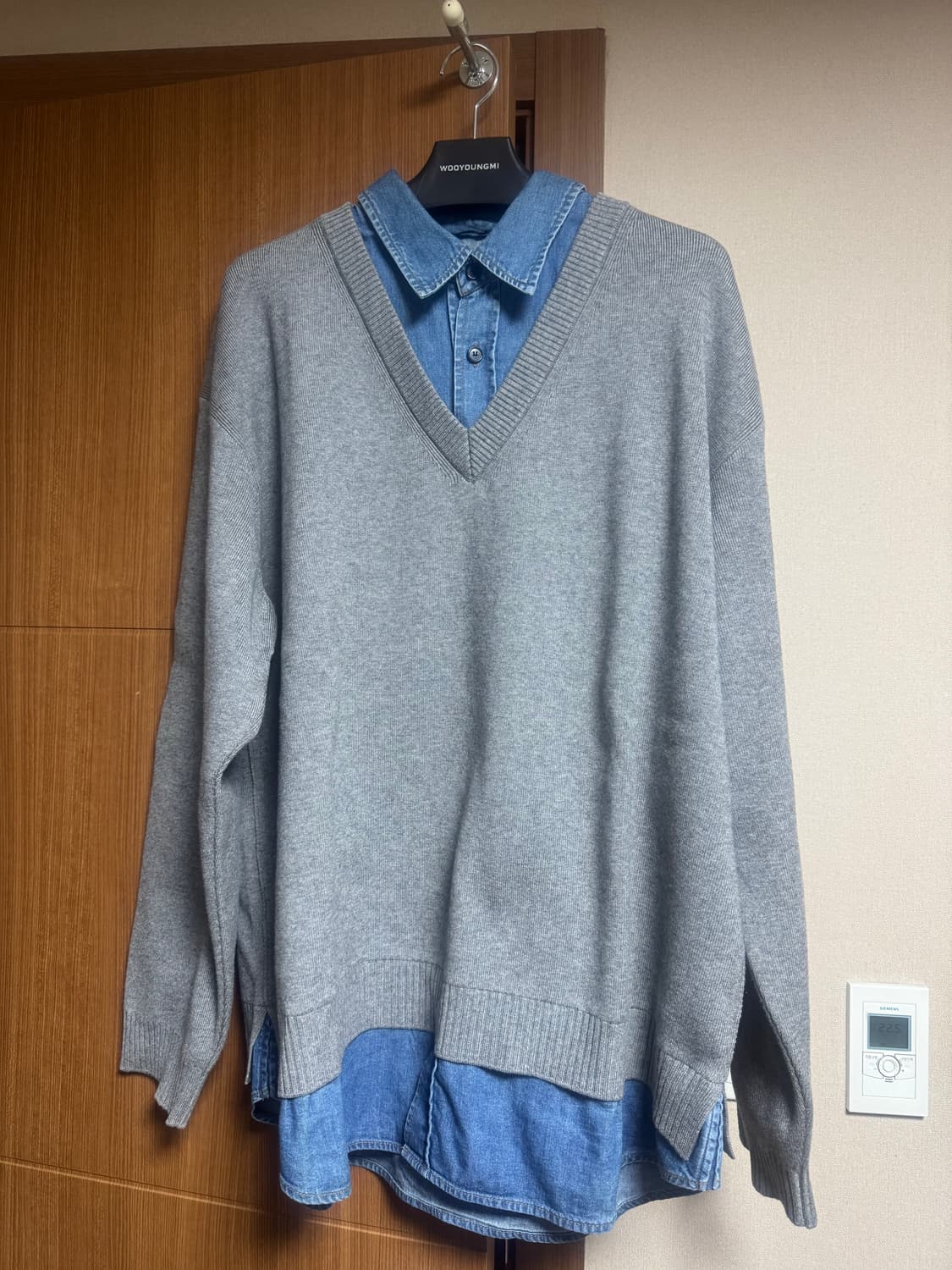 준지 25SS  데님 배색 스웨터 라이트 그레이 L 상품이미지2