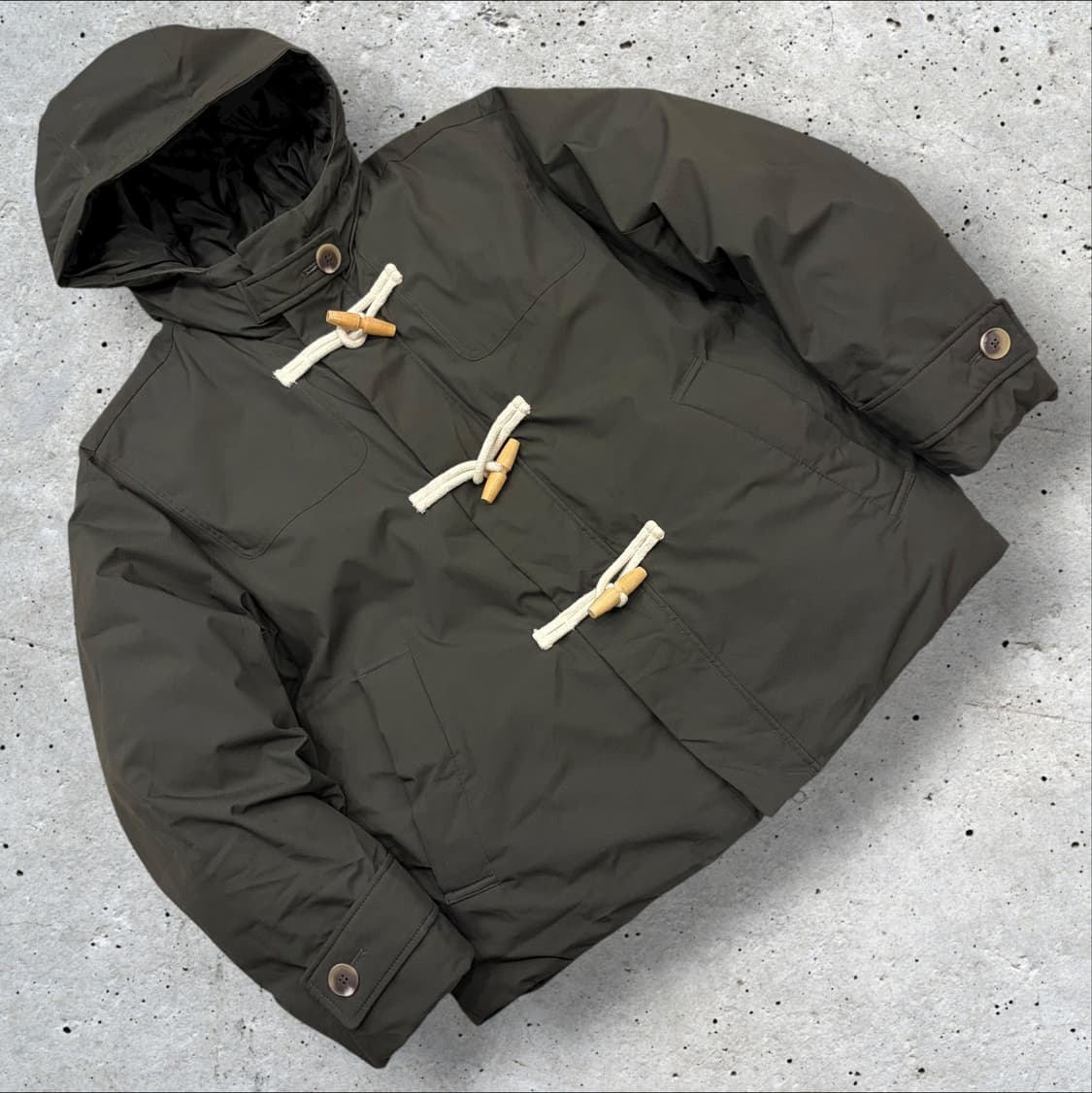 [S] 키뮤어 후드 더플 코트 패딩 점퍼 카키색 B246 상품이미지1