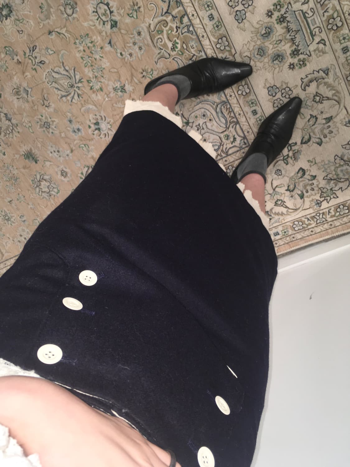 네이비 미디 스커트 상품이미지3