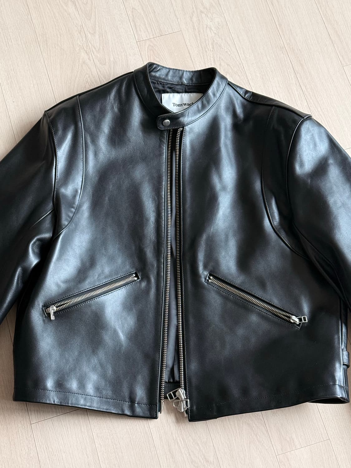 토니웩 이탈리안 카프 레이서 가죽 레더 라이더 자켓 주우재 상품이미지1