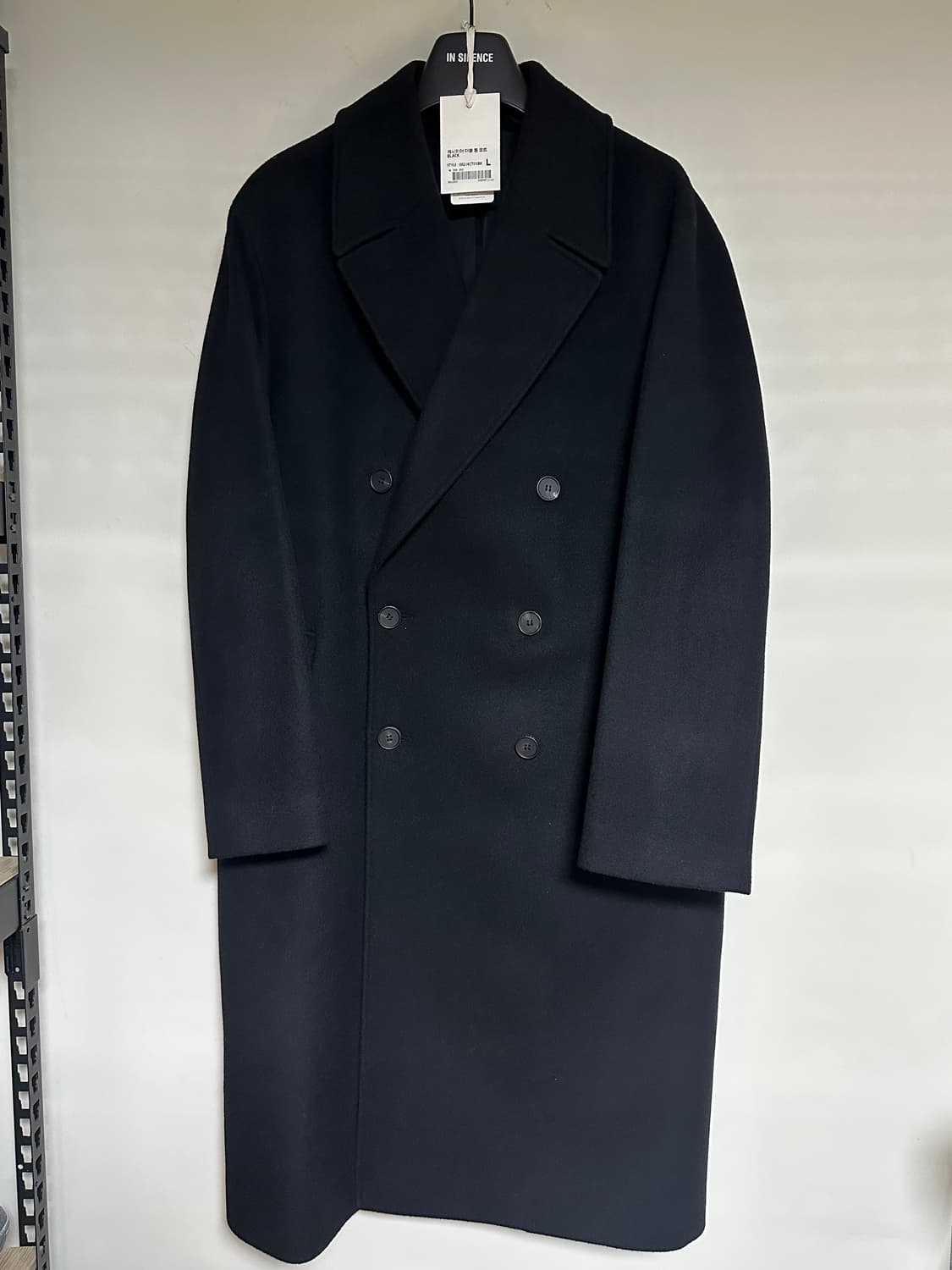 (L) 인사일런스 캐시미어 더블 롱 코트 블랙 상품이미지6
