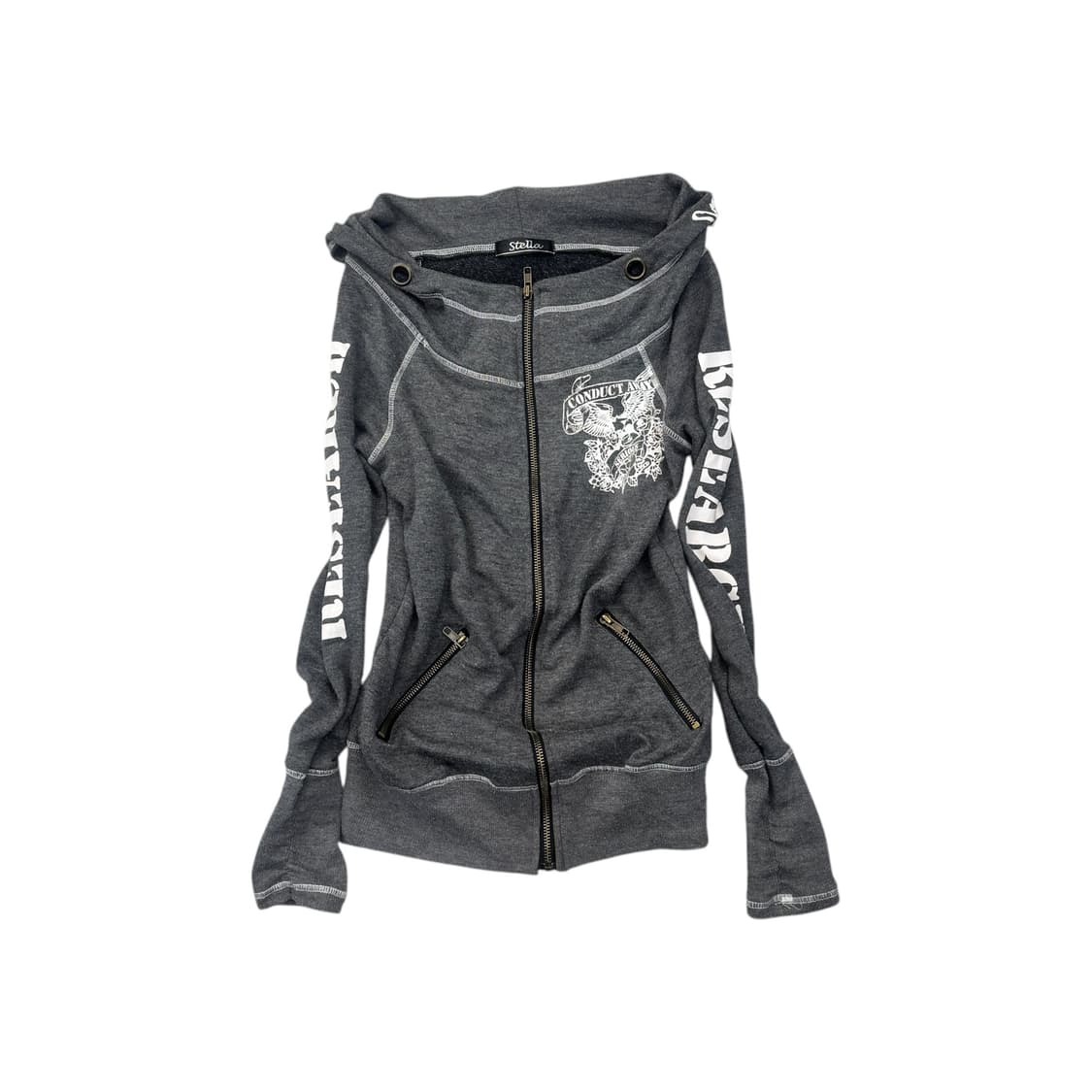 gray printed zip-up hoodie 상품이미지1