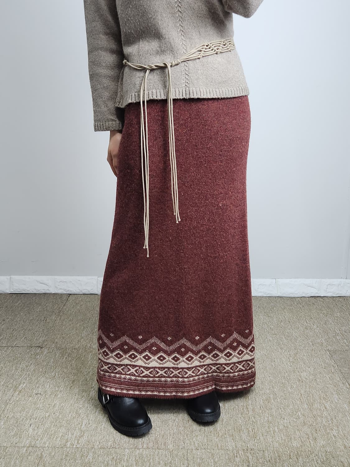 (사만사모스)에스닉 니트 롱스커트 상품이미지5