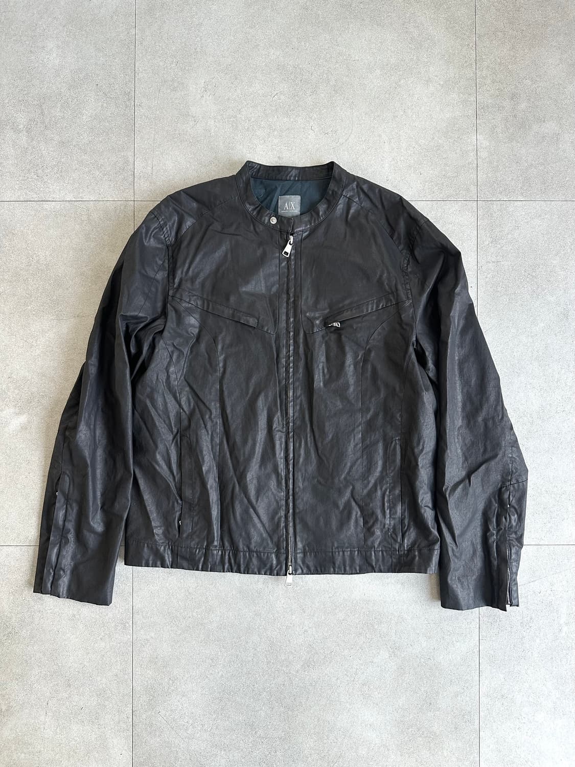 알마니 2000s 왁스코팅 자켓 블랙 상품이미지3